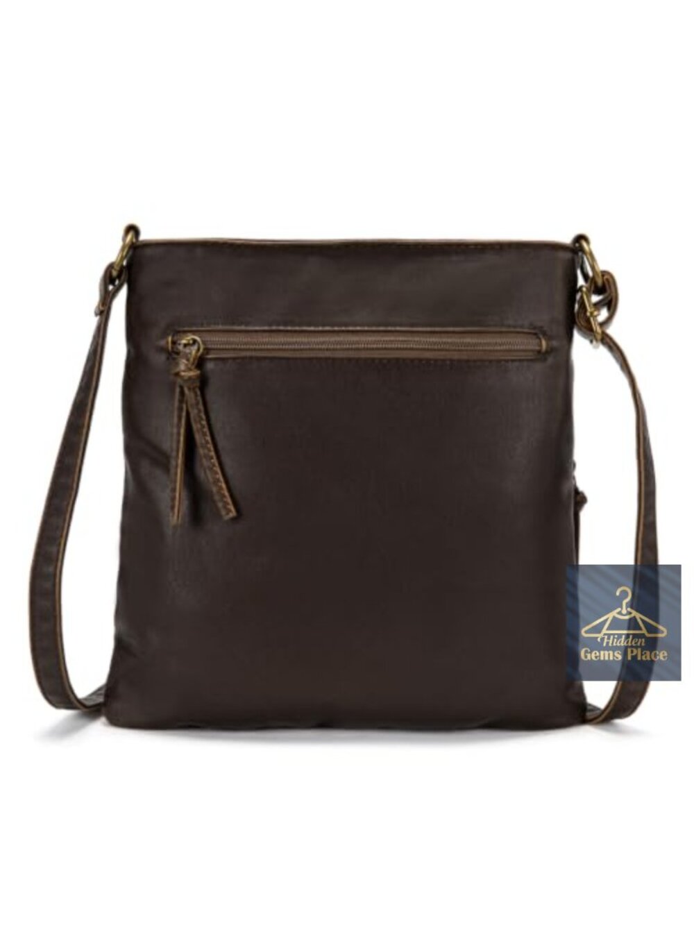 Vegan Leather Crossbody Bag with Multiple Pockets Adjustable Strap - Picture 5 of 6